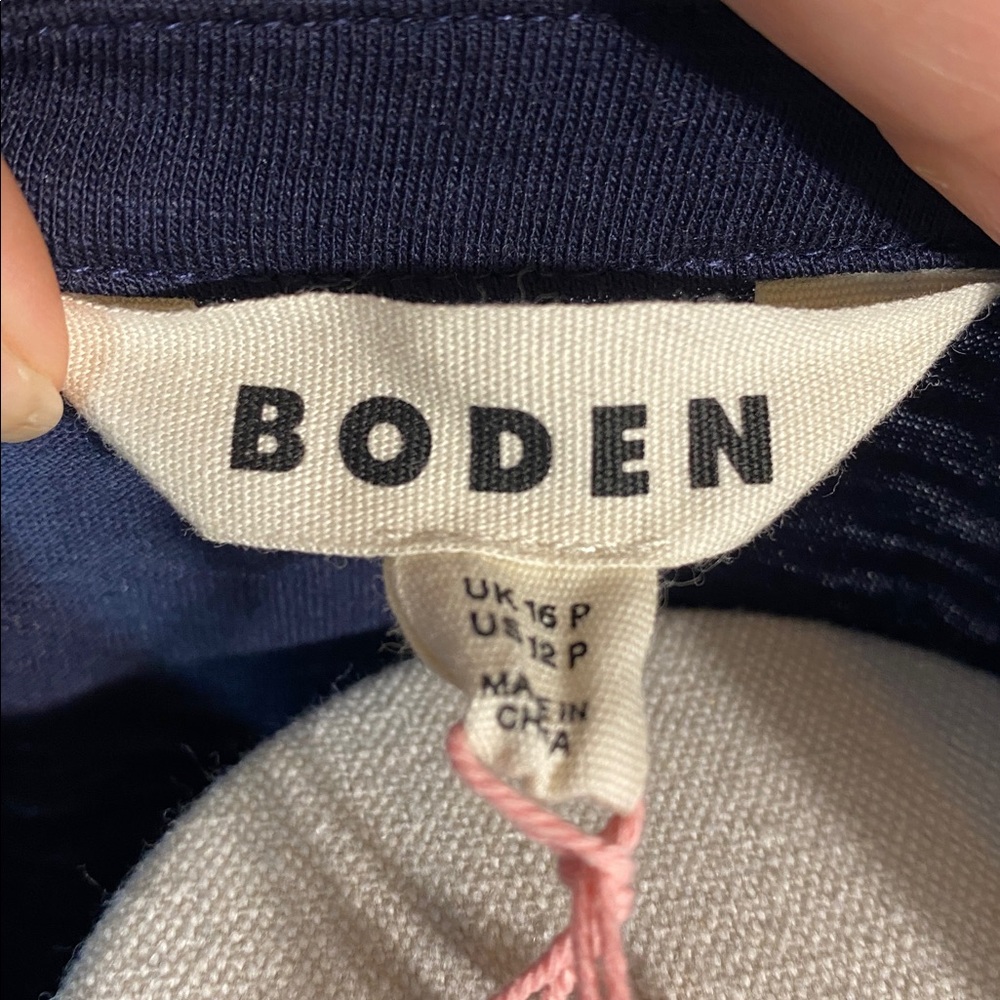 Boden Edwina Jersey Shirt Dress in Navy Blue with Embroidery size 12P - Picture 14 of 14